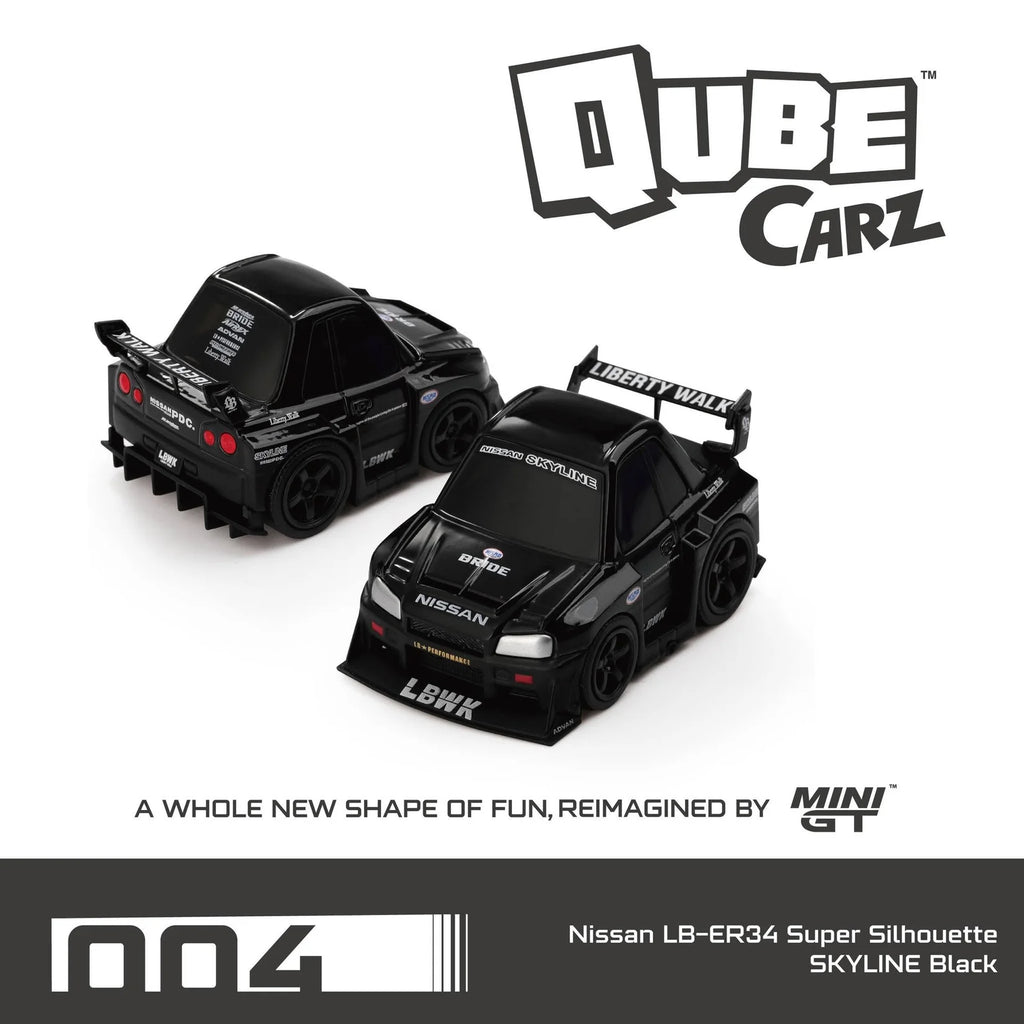 MINI GT x Qube Carz Nissan 6 Diecast Car Set Blister Packaging